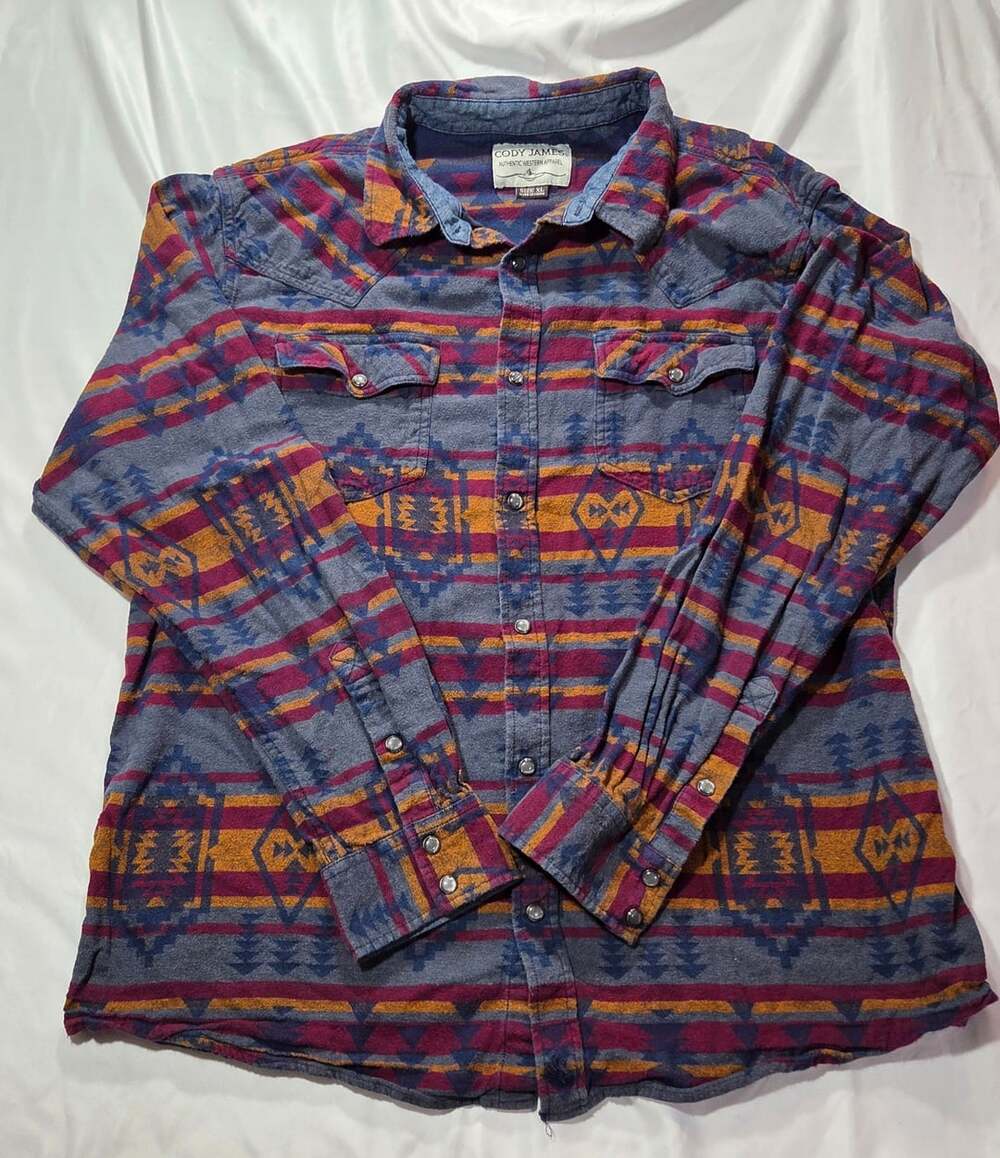 Cody James Western Button Up Shirt Size XL Southwestern Print Flannel Snap